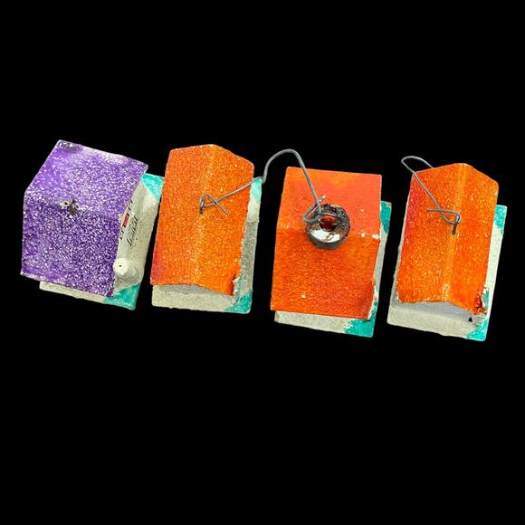 Putz Sugar House Japan Cardboard Glitter House Small Ornament Lot of 4 Vtg READ - Picture 5 of 16